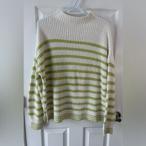 cupcakes & cashmere Green and White Striped Sweater